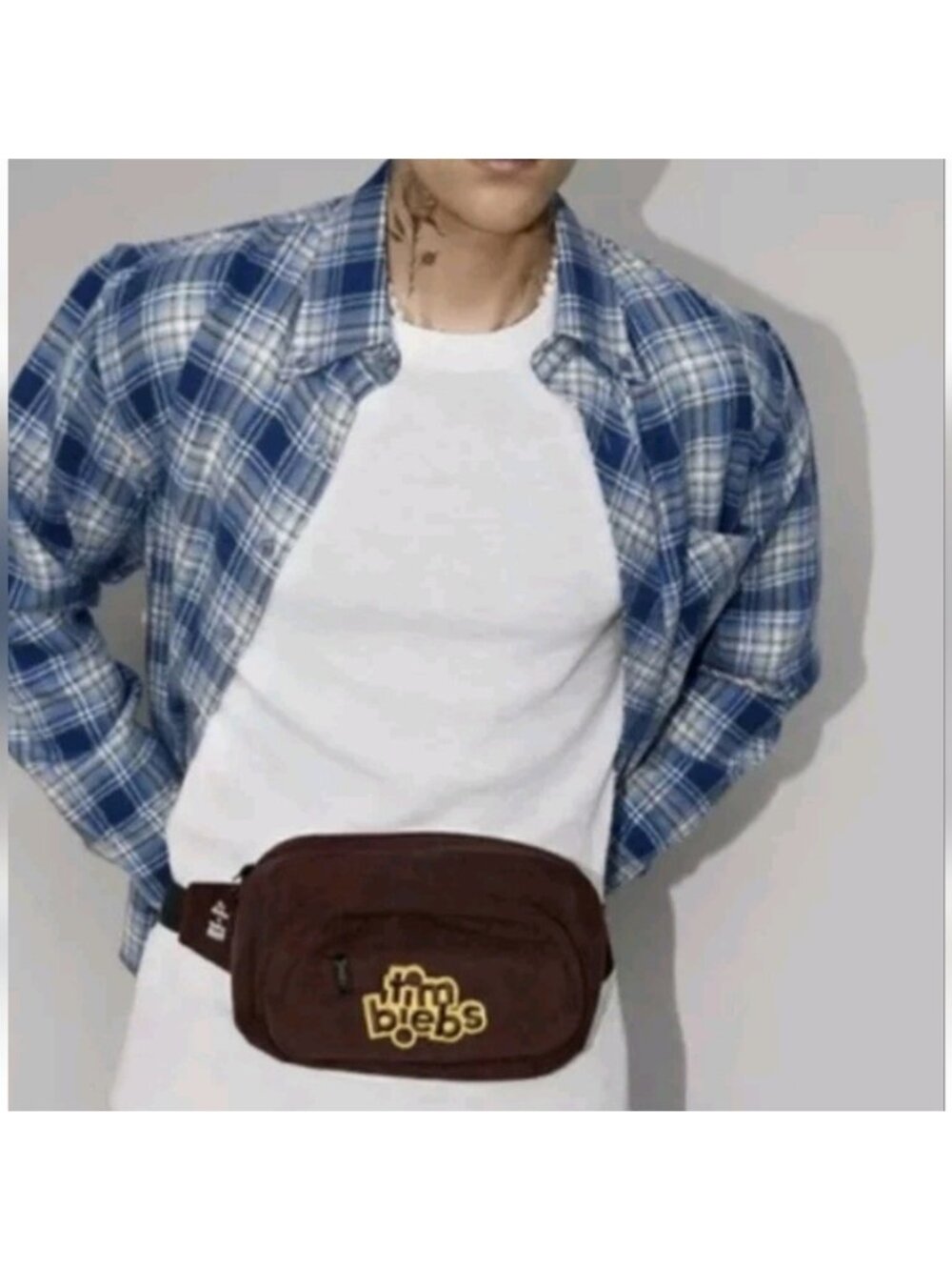 TimBiebs X Justin Bieber Tim Hortons Logo Fanny Pack NEW NWT 2021 Brown Corduroy